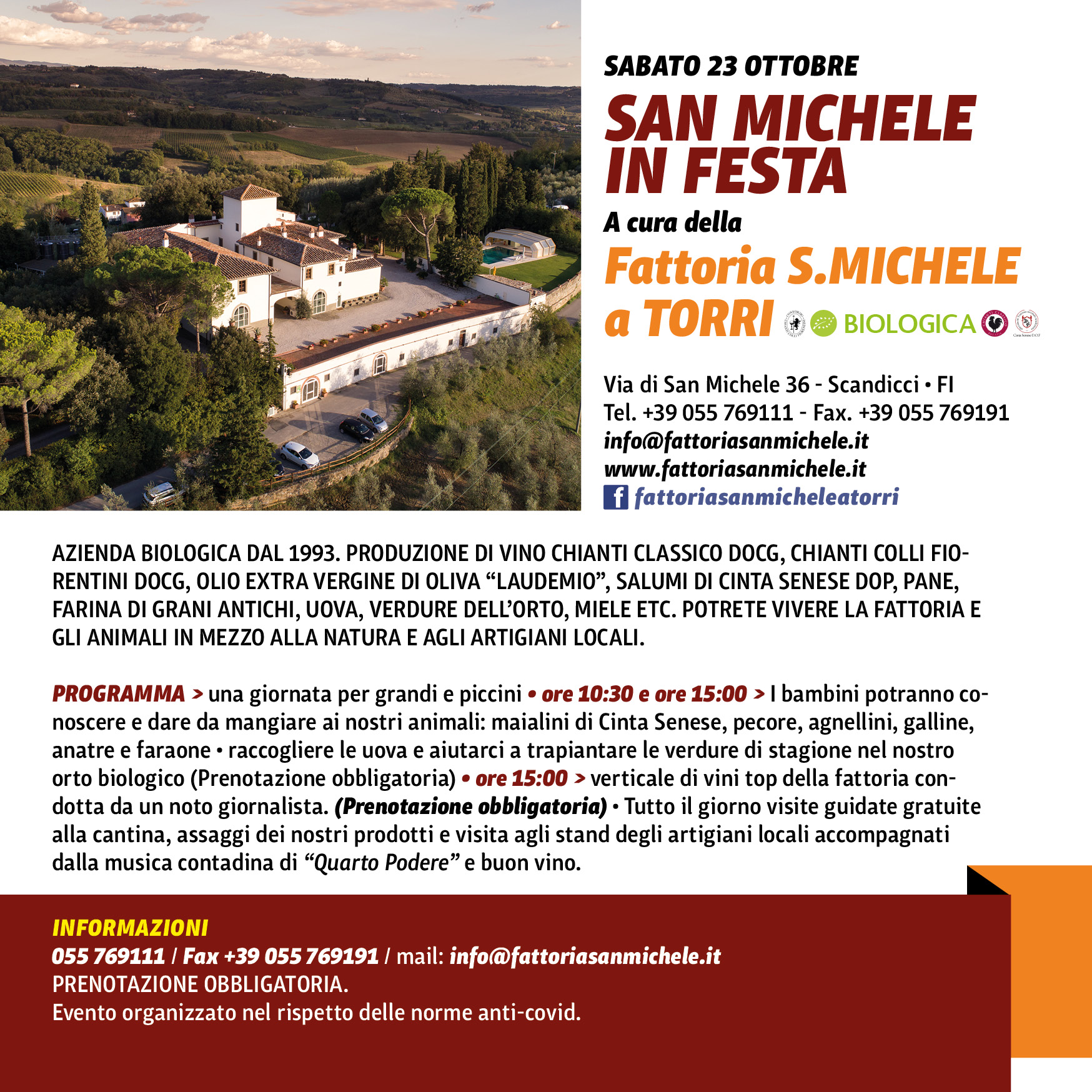 Itinera sabato 23.10 dalle 10 30 alla Fattoria di San Michele