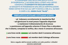 L'avviso di obbligo di green pass al Puntocomune