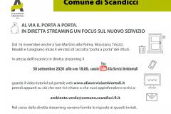 La cartolina informativa del nuovo sistema di raccolta porta a porta e dell'incontro in streaming del 30.9 (ore 18)