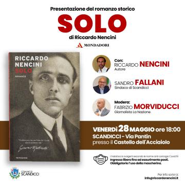 La locandina della presentazione del romanzo Solo di Riccardo Nencini