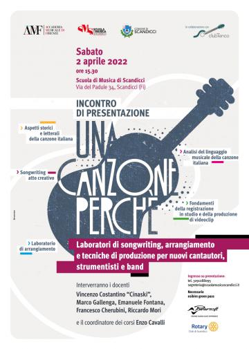 La locandina della presentazione di "Una canzone perché"