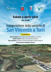 La locandina dell'inaugurazione della variante di San Vincenzo a Torri