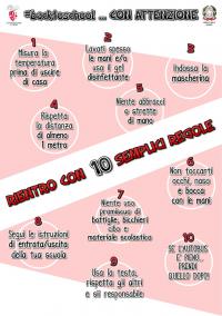 La grafica con il decalogo di "#backtoschool... con attenzione"