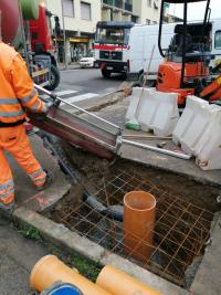 Lavori per il nuovo semaforo all'incrocio tra via Giotto e via delle Cascine