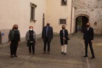 Da sinistra Antonella Vitiello Direttrice dell'Its Mita, Loretta Lazzeri Presidente del Consiglio Comunale di Scandicci, Sandro Fallani Sindaco di Scandicci, Alessandra Guidi Prefetto di Firenze, Massimiliano Guerrini Presidente dell'Its Mita.